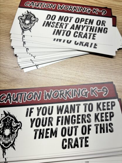 K9 Crate Warning Sticker